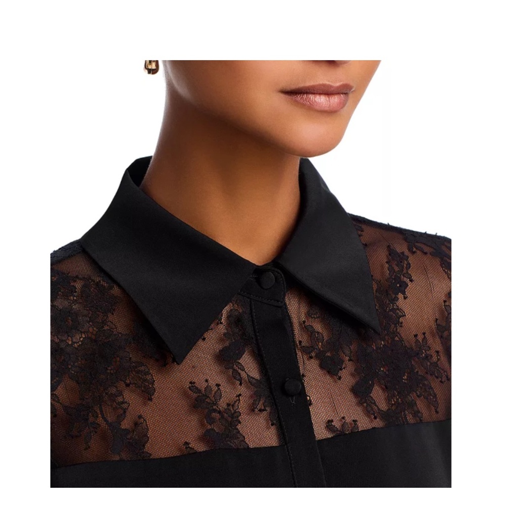 AQUA Lace Shirt NWT, Size M – Black - Picture 4 of 6